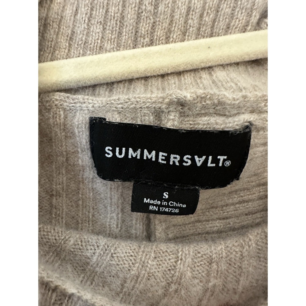 SUMMERSALT Beige Rib Knit Mock Neck Pullover Sweater Merino Cashmere S - Picture 3 of 4